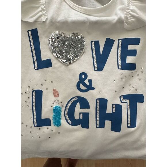 Truly Me Girls Size 4 Multicolor Ruffle Sleeve Sequin T-Shirt - Picture 3 of 7